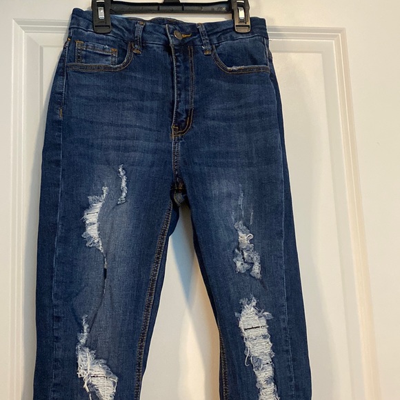 High waist distressed jeans - Picture 1 of 6